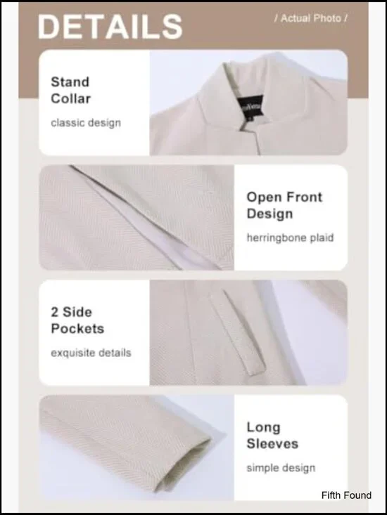 Women's Long Sleeve Notch Lapel Blazer Jacket Business Casual Office Wear - Picture 4 of 6